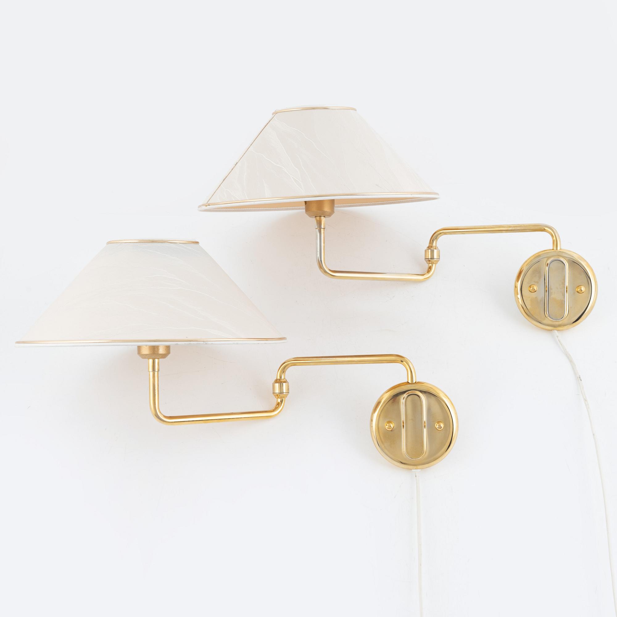 A pair of wall lights, Rejmyre Armaturfabrik (RAF), second half of the 20th Century.