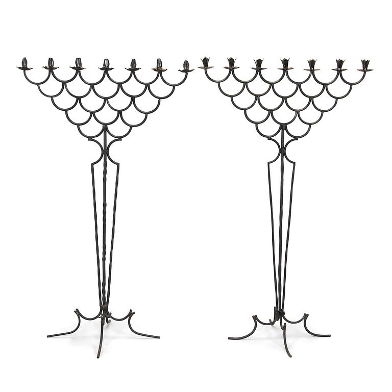 A pair of floor candelabras, made to order from the 1920s.