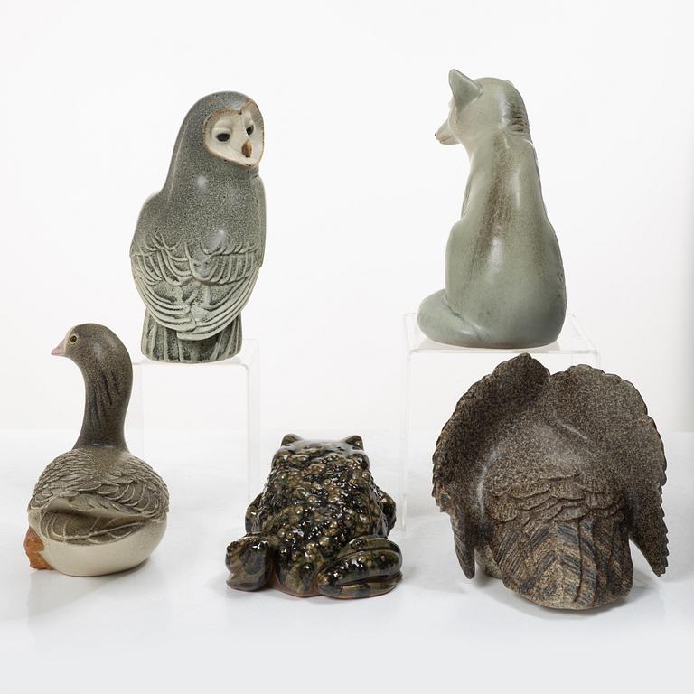Paul Hoff, Figurines, 5 pieces, Gustavsberg for NK, Nordiska Kompaniet in collaboration with WWF.