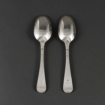 JOHAN PETTERSSON BERGS ÄNKA, skedar, ett par, silver, Norrköping, 1766.