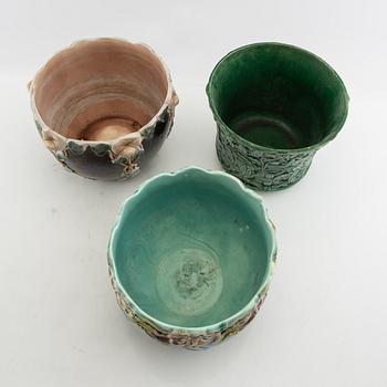 Outer casings 3 pcs Art Nouveau early 20th century majolica.