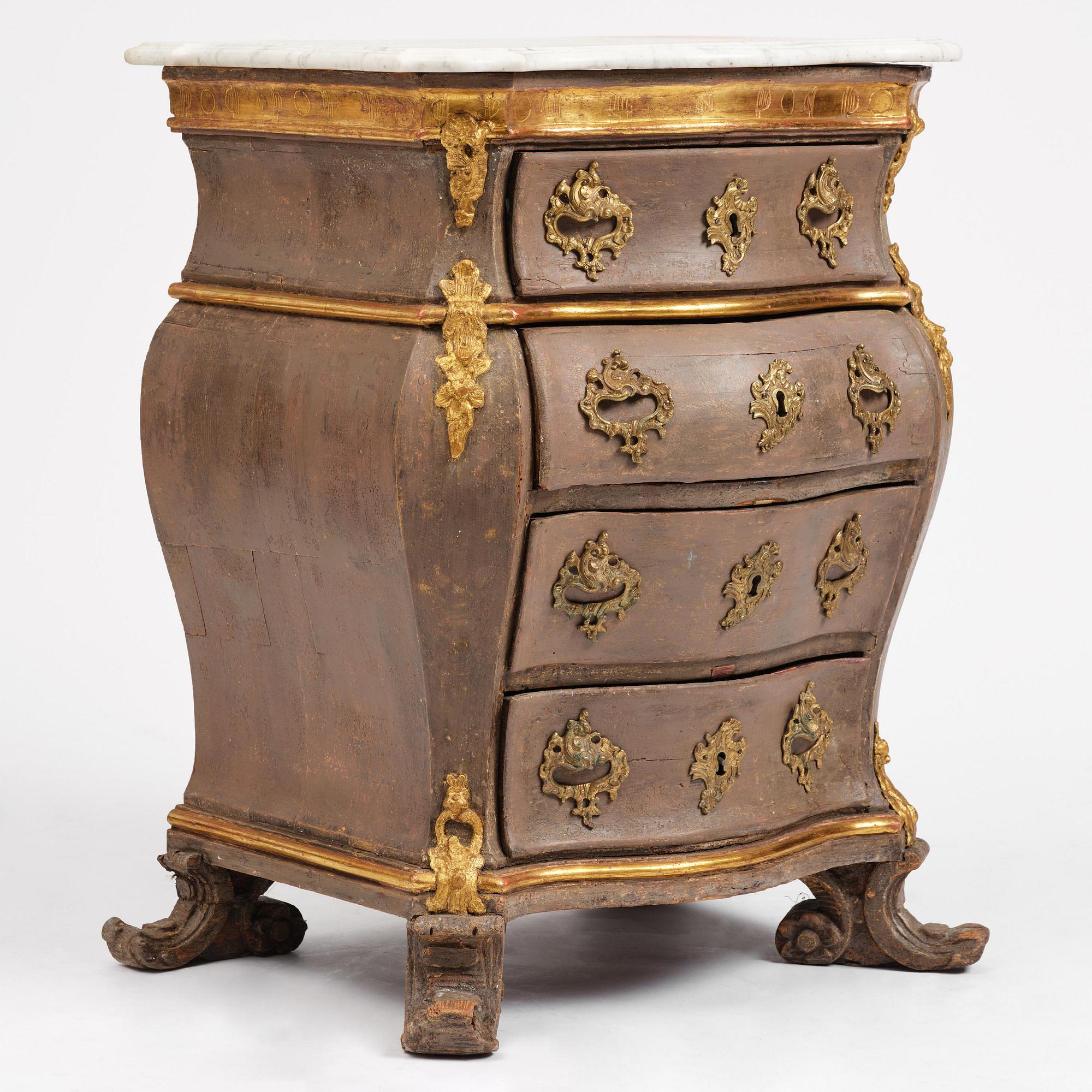 Byrå, Mathias Ortmanns (ca.1692–1757) art. Danmark, 1700-talets mitt. Rokoko.