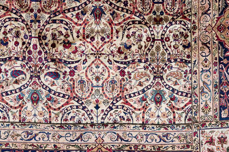 An antique silk Keshan of 'Arabesque' design, Central Persia, c. 410 x 297 cm.