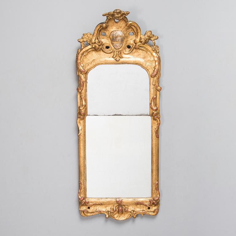 A Rococo mirror, Stockholm hallmark, latter part of the 18th century.