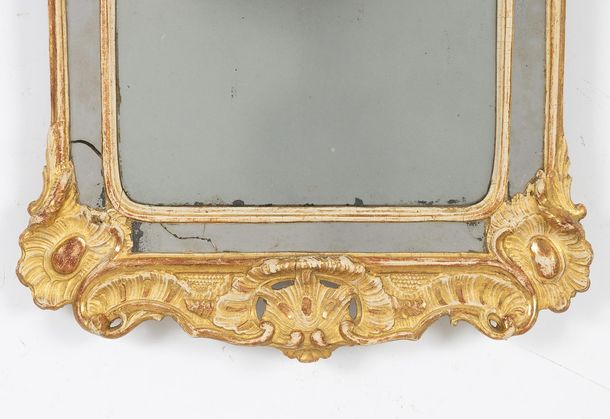 A giltwood rococo mirror, Stockholm, later part 18th century.