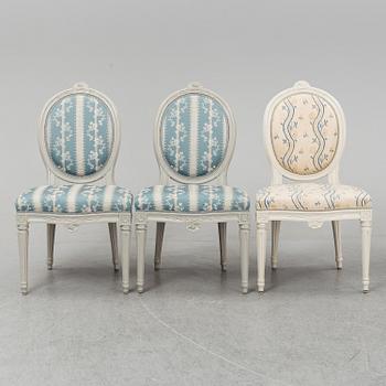 STOLAR 3 st, av Jacob Malmsten (mästare i Stockholm 1780-1788), gustavianska.