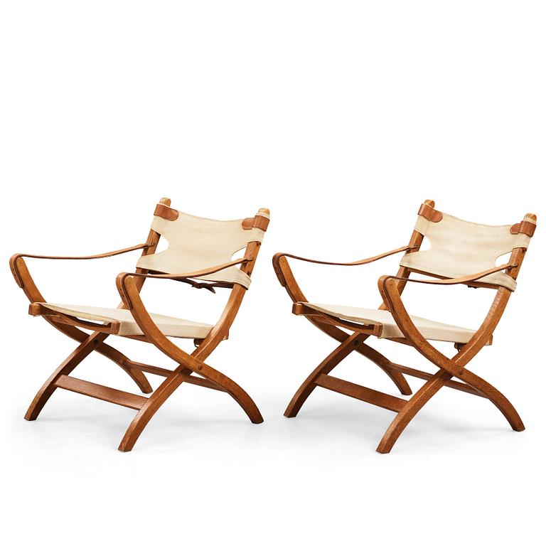 Poul Hundevad, a pair of "Safari chairs", Vamdrup, Denmark 1950's.