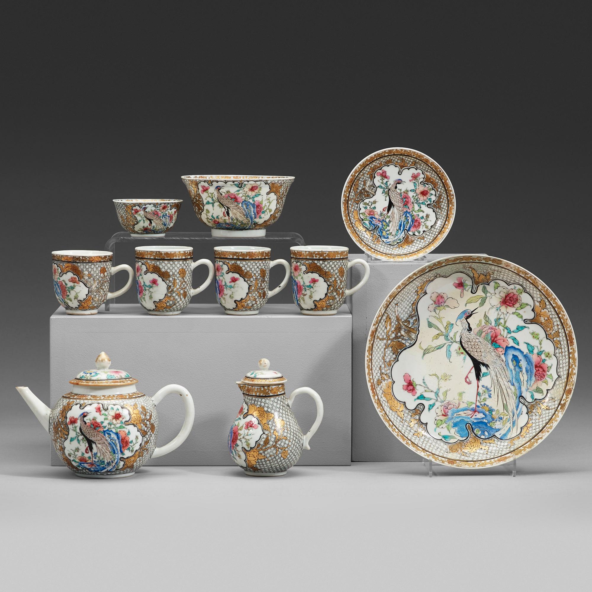 A Chinese export porcelain part tea service, Qing dynasty, Yongzheng (1723-1735).