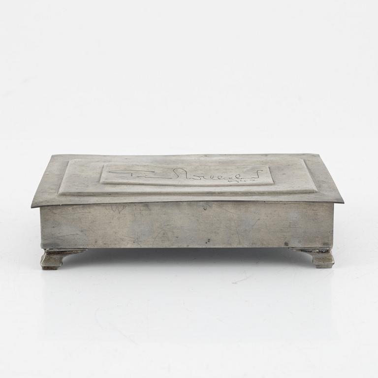 A Pewter Jewellery Box, Royal Gift, Sweden 1940s.