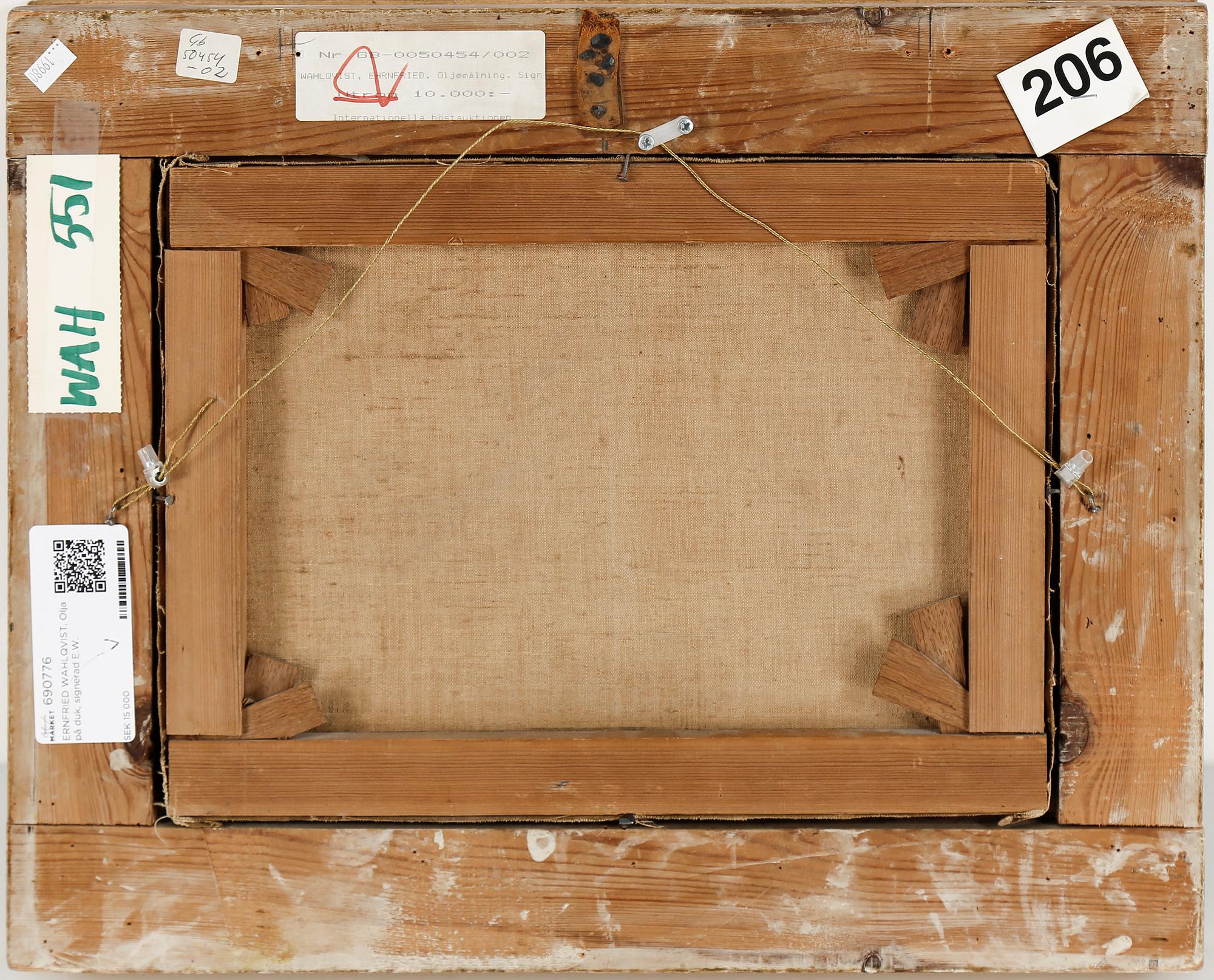 ERNFRIED WAHLQVIST, Olja på duk, signerad E.W.