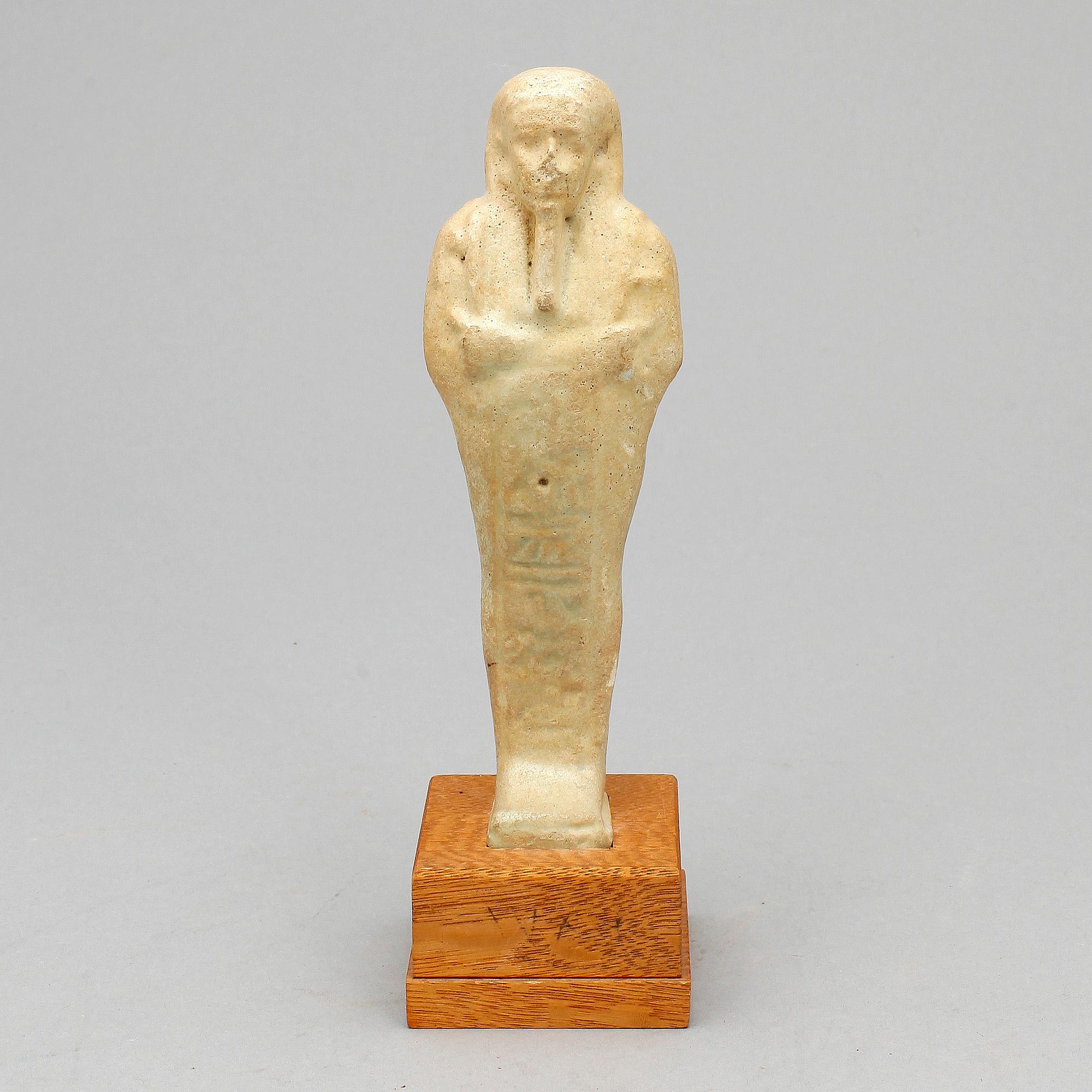 USHEBTI, fajans, Egypten, troligen Sentid 664-331 f Kr.