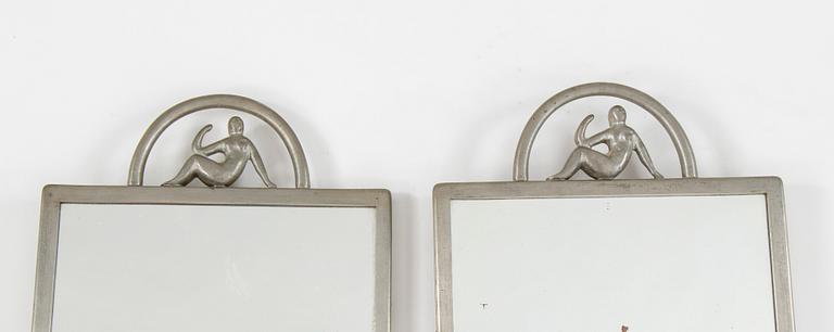 NILS FOUGSTEDT, a pair of pewter mirrors, Svenskt Tenn, 1926.