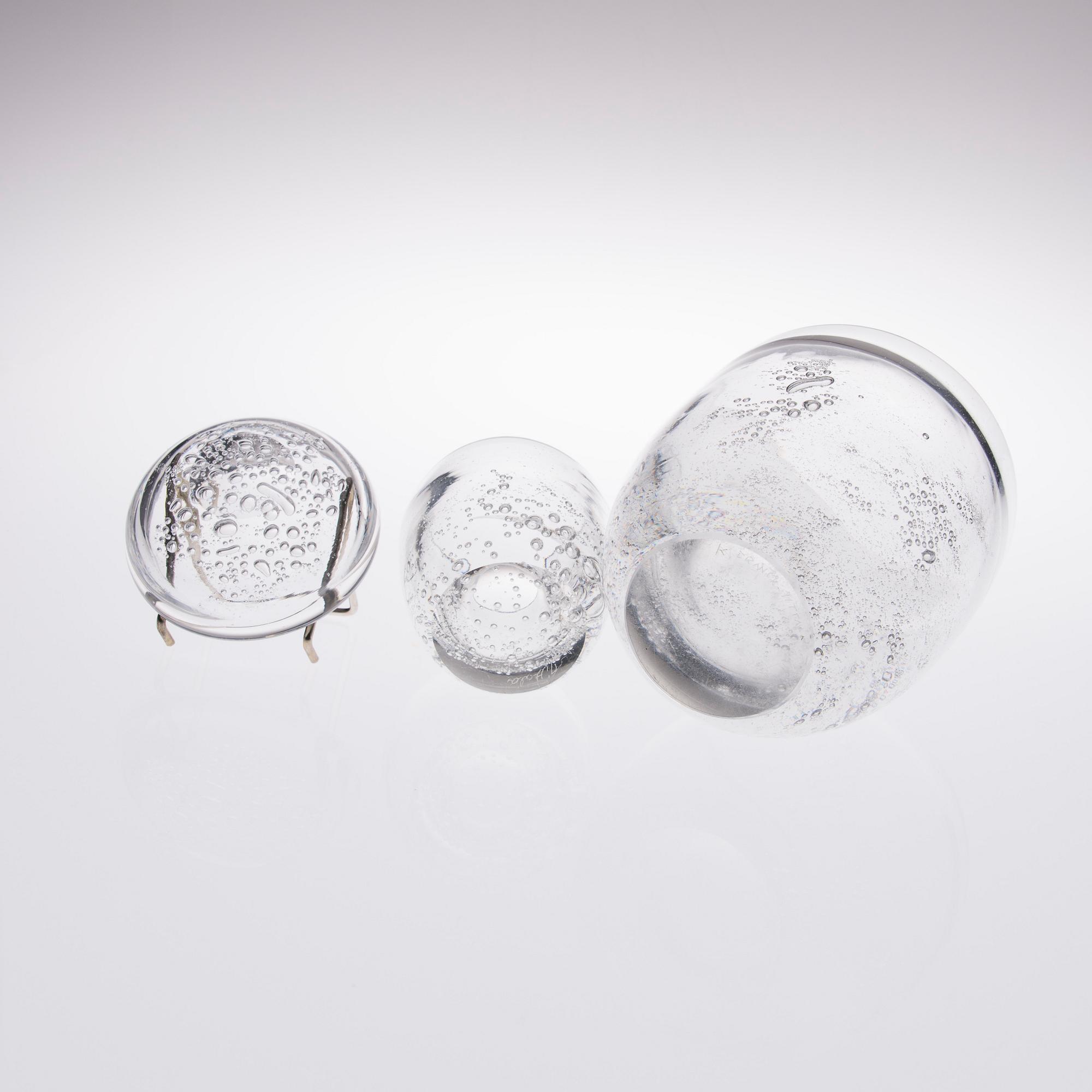 KAJ FRANCK, SKÅLAR, 3 st, glas, signerade K. Franck Iittala.