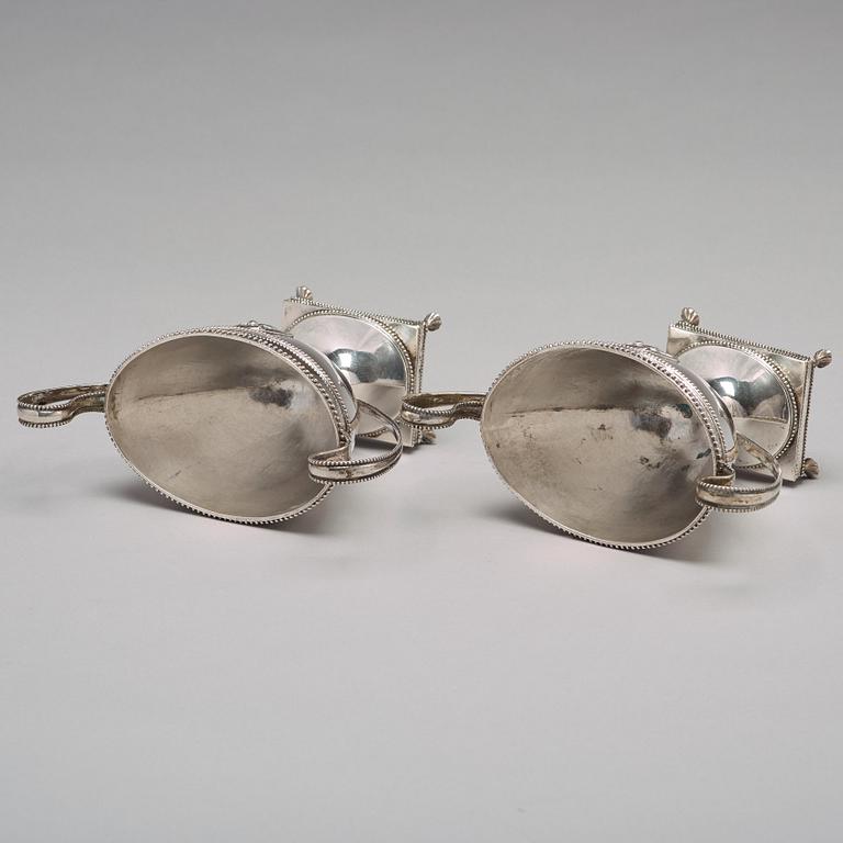 A pair of Swedish 18th century silver sugar-bowl, makers mark of Johan Fagerberg, Karlskrona 1789.