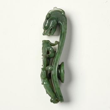 A nephrite belt hook, China, early 20th Century or older.