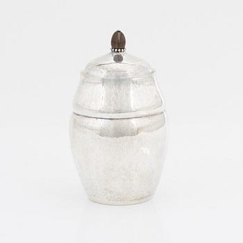 Georg Jensen, a sterling silver tea caddy model 38, Denmark, 1919- c. 1927.