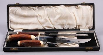 TRANCHERBESTICK, 3 delar, horn och rostfritt stål, Boardman Plate Ltd, Sheffield, England. 