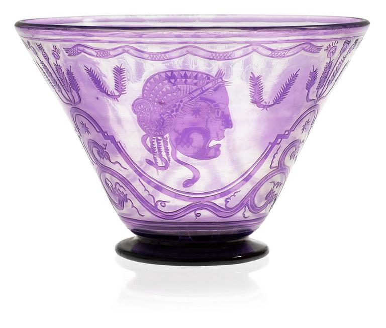 A Peder Nyblom cameo glass vase, probably Orrefors, 1924.