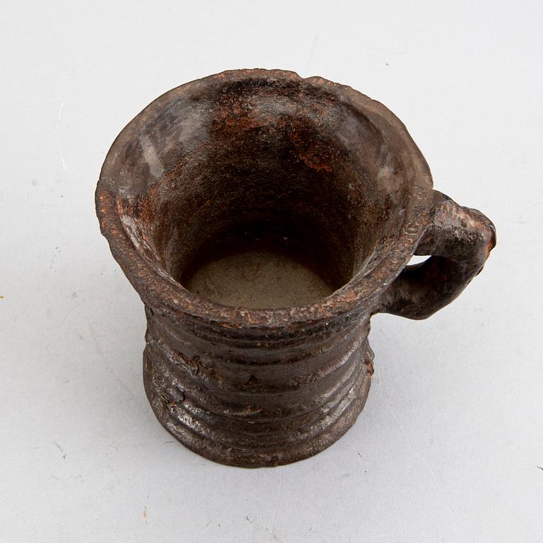 A SWEDISH CAST IRON MORTAR, 18th century.