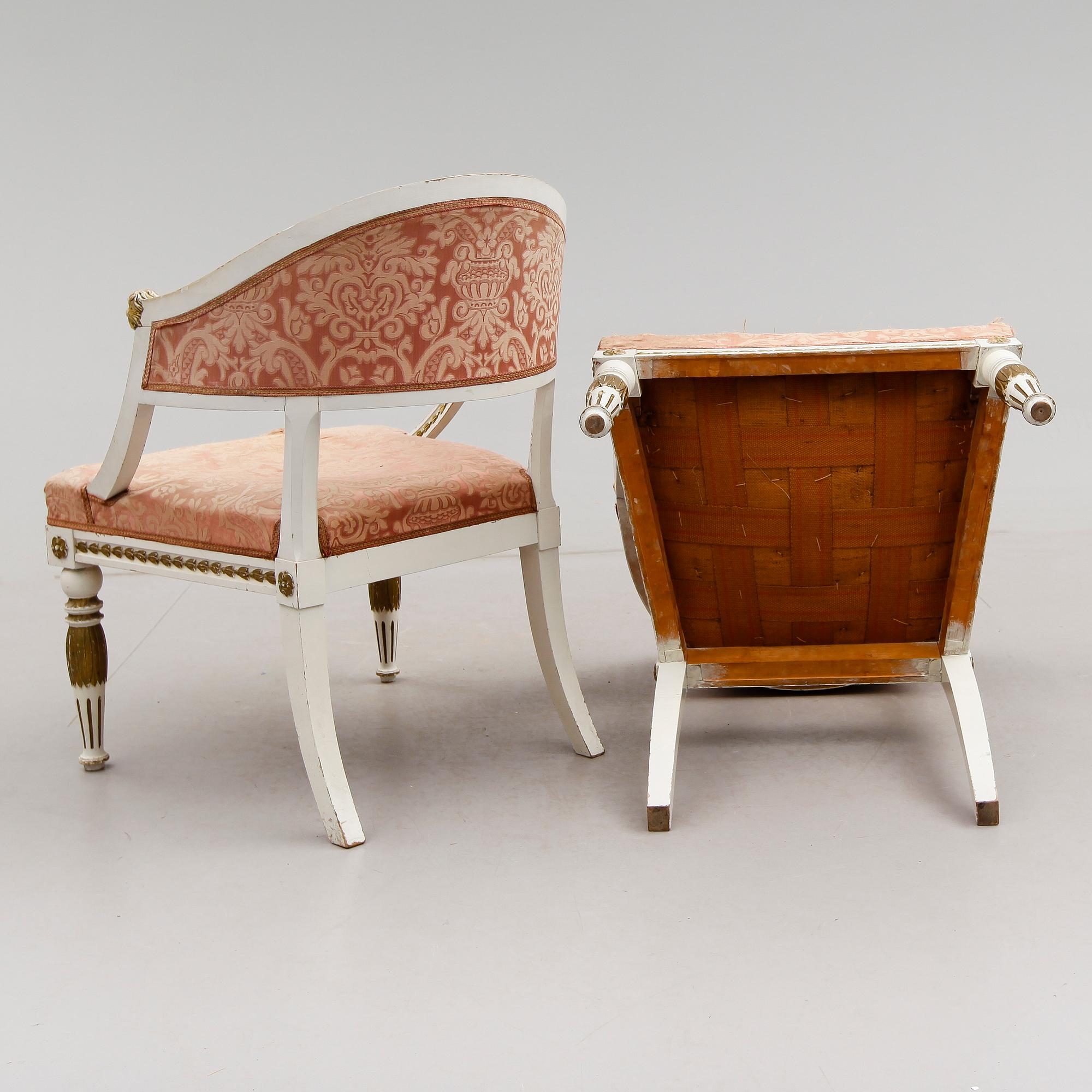 BALJFÅTÖLJER, 1 par, sengustaviansk stil, 1900-talets början.