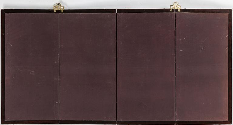 A Chinese folding screen, 20th century.