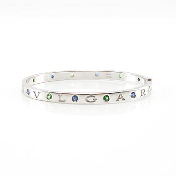 Bulgari, "Roman Sorbets" bracelet, 18K white gold with faceted tsavorites and purple sapphires.