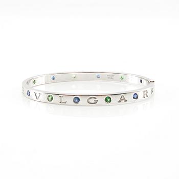 Bulgari, "Roman Sorbets" bracelet, 18K white gold with faceted tsavorites and purple sapphires.