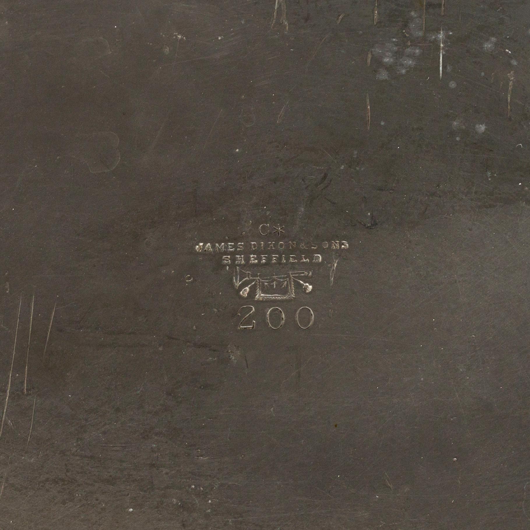 VÄRMEFAT, tenn, James Dixon & Sons, Sheffield, 1800-tal.