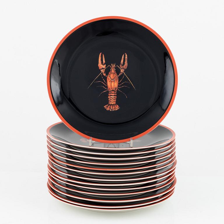 Tallrikar, 14 st, porslin, "Ecrevisse-Edelkrebs-Crayfish", Villeroy & Boch.