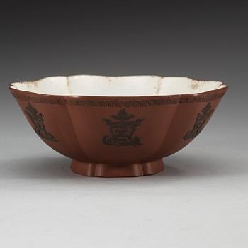 A Yixing, Lotus shaped bowl, Qing dynasty, 19th Century.