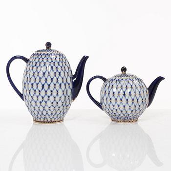 A 35-piece 'Cobalt Net' porcelain  Lomonosov, Soviet Union.