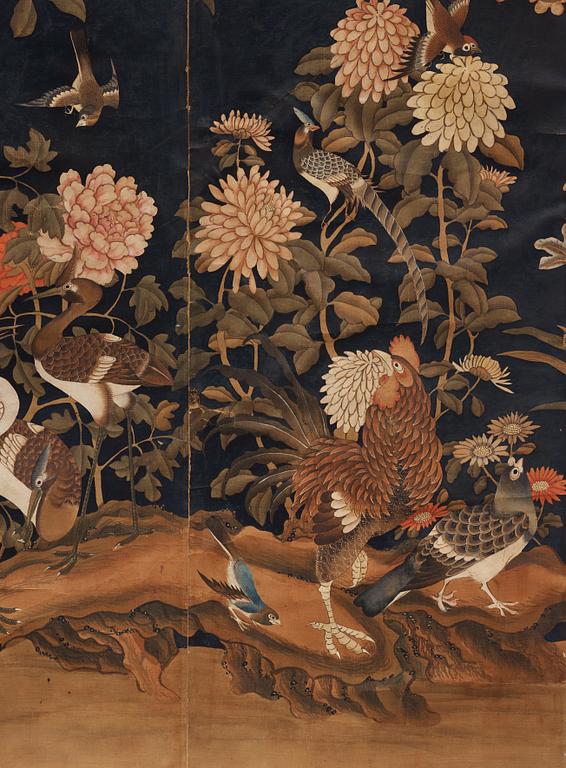 A Chinese wall paper, gouache on paper, Qing dynasty (1644-1912).