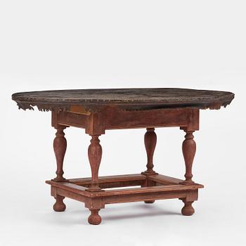 A Swedish leather-clad baroque table, late 17th century / circa 1700.