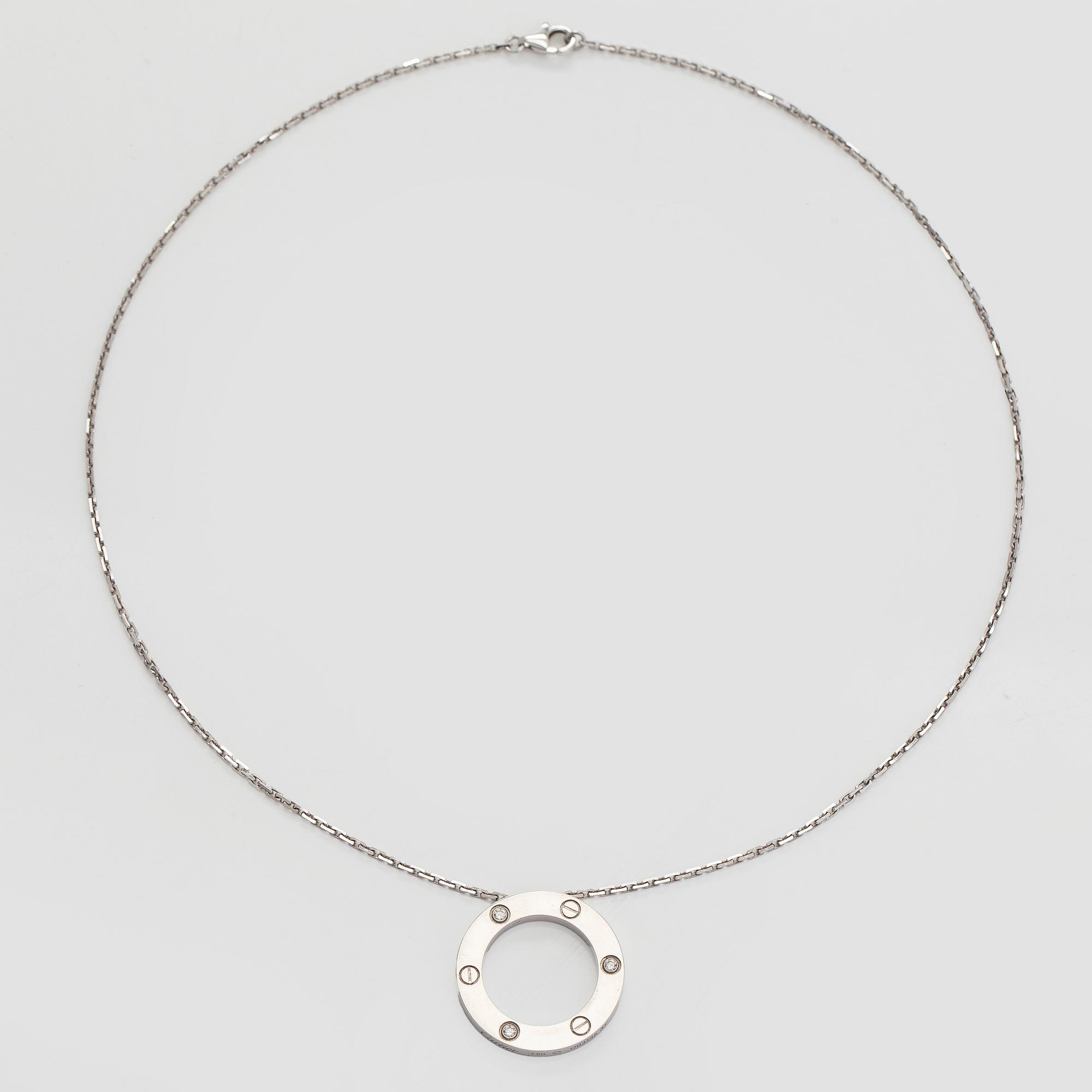Cartier, kaulakoru, "Love", 18K valkokultaa, briljanttihiottuja timantteja.