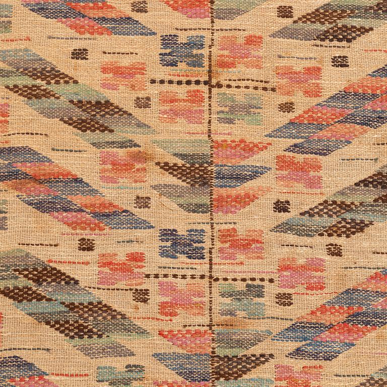 Märta Måås-Fjetterström, a textile, 'Blomkvist', flat weave, approximately 144 x 67 cm, signed MMF.