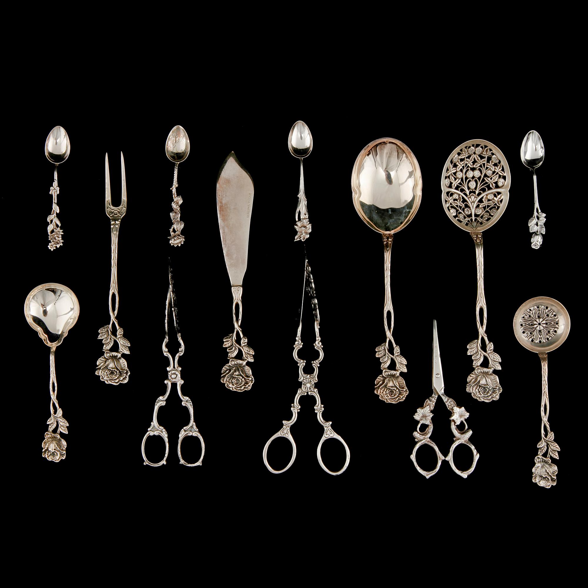 PARTI SILVERBESTICK, 26 delar, 1900-tal. Vikt 558 g.