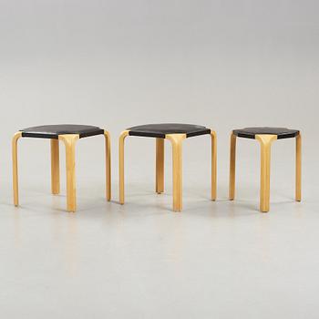 A set of three stools by Alvar Aalto, Artek.