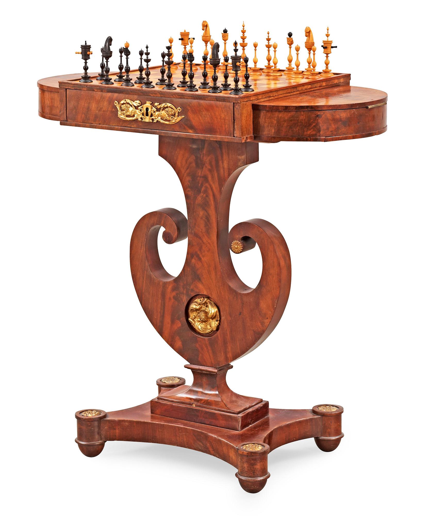 A Swedish Empire mahogny chess table by J Öman, master 1815.