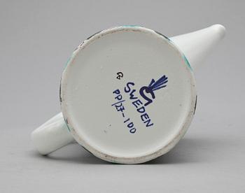 KAFFEKANNA samt TEKANNA, fajans, Stig Lindberg, Gustavsberg, sign.