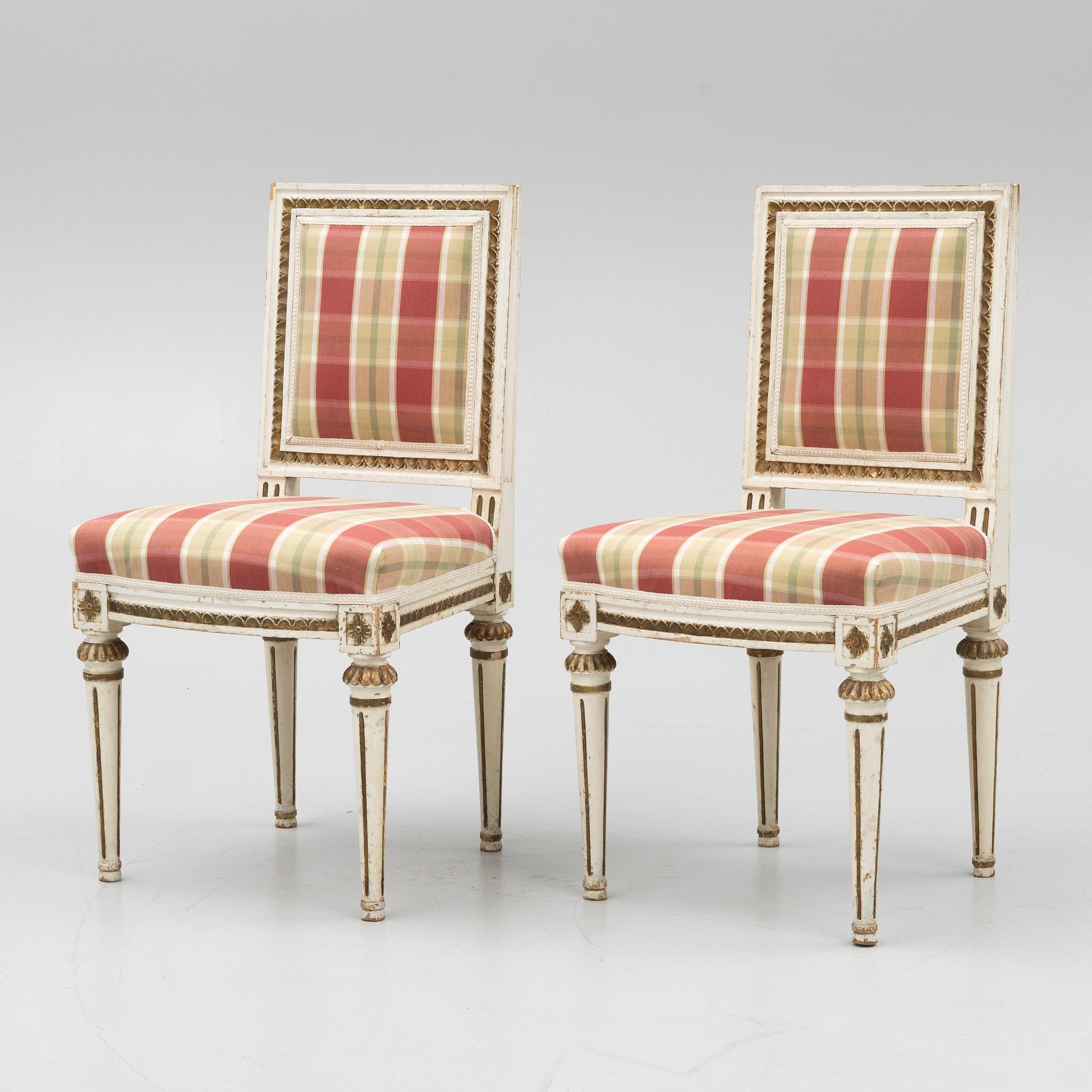 Chairs, a pair in the Gustavian style, circa 1900.