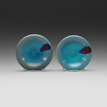 Two small lavender blue glazed Jun dishes, Yuan dynasty (1279-1368).