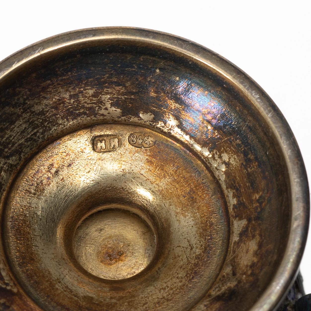 Supkoppar, 5 st, silver och cloisonne, St Petersburg, Ryssland, efter 1882.