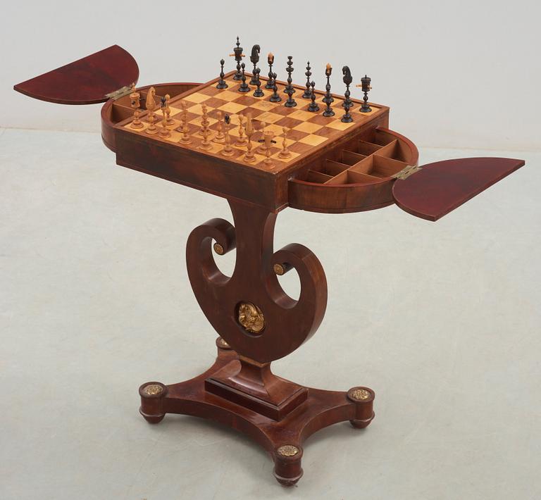 A Swedish Empire mahogny chess table by J Öman, master 1815.