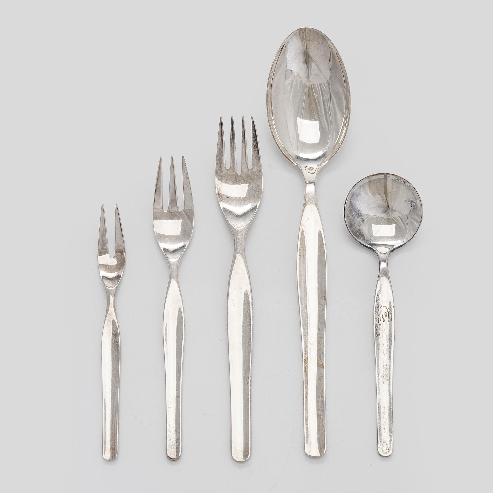 Tapio Wirkkala, bestick, 10 st, "Tapio", silver, Kultakeskus, Tavastehus 1964-67.