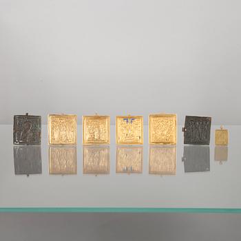 IKONER, samling reseikoner, Ryssland, mässing och cuprum emalj.