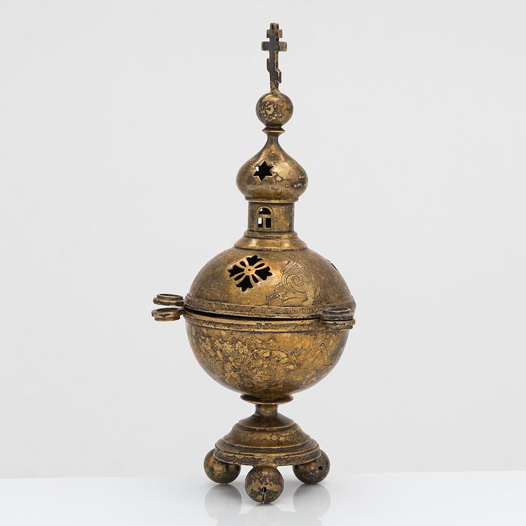 Orthodox gilt silver censer, Moscow 1899-1914.