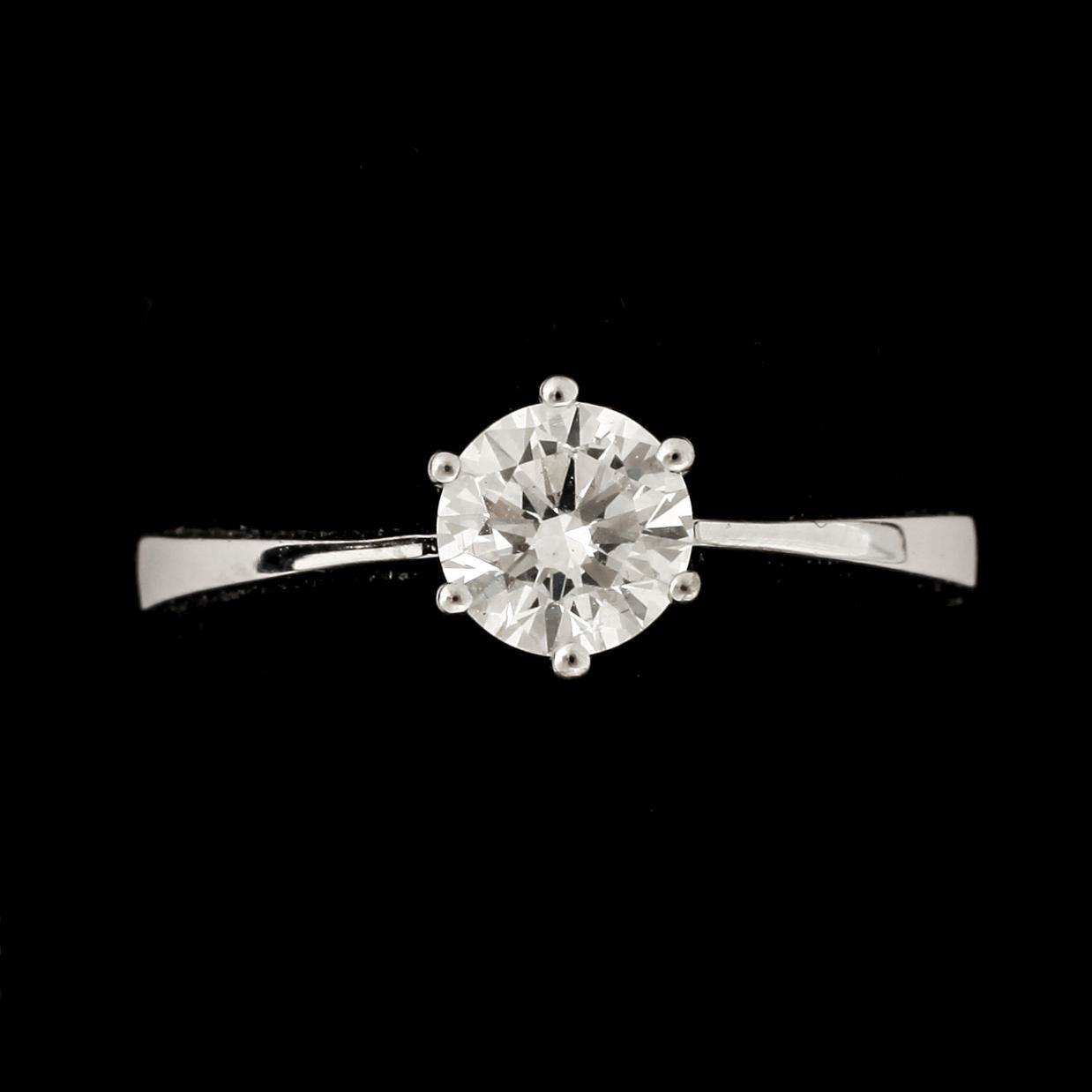 RING, 18k vitguld med briljantslipad diamant ca1,20ct, enligt certifikat. Vikt 7g.