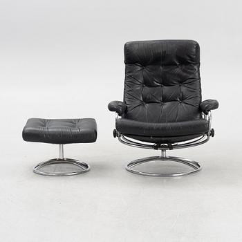 Fåtölj med fotpall, "Stressless", Ekornes, Norge, 1900-talets andra hälft.