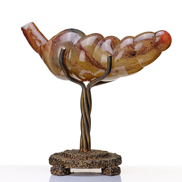 Gunilla Kihlgren, a glass sculpture "No title" on a bronze stand, 1998.