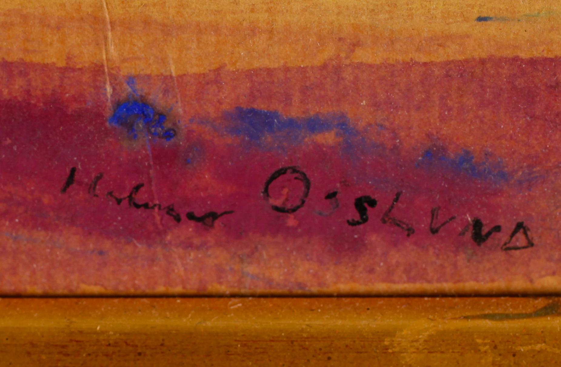 HELMER OSSLUND, gouache på brunt omslagspapper, signerad.